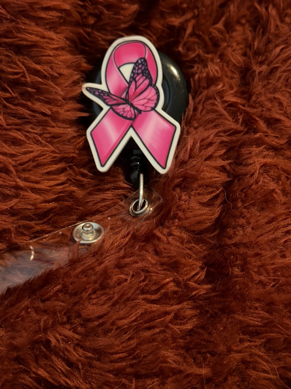 Pink Ribbon Butterfly Badge Reel - Women's Jewelry